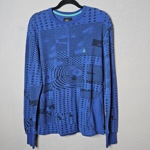 Vtg‎ Volcom Mens L Thermal Long Sleeve Tee Shirt Blue 90s Ski Snowboard Preppy